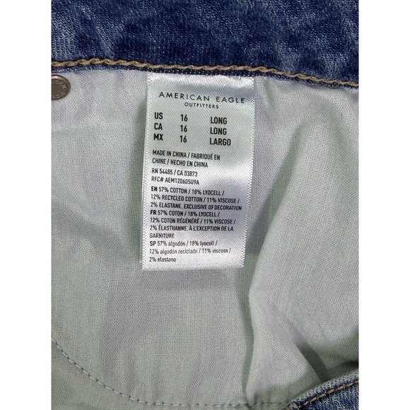 New American Eagle Jeans Womens 16 Long Blue Dreamy Drape Baggy Wide Leg Cargo - Picture 10 of 11